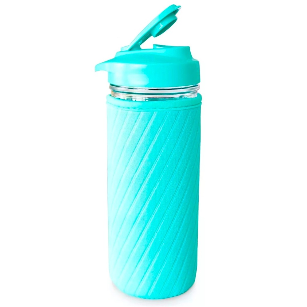 Masontops Glass Water Bottle Hydration Kit Regular Mouth Mason Jar Turquoise FFF